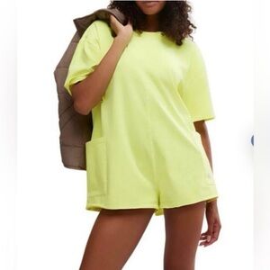 NWOT Free People Hot Shot Romper in Sour Citrus